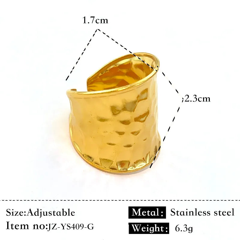 Unisex Geometric Titanium Steel Ring Gold JZ-YS409-G