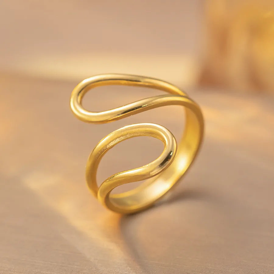 Geometric Titanium Steel Open Ring K267 Gold Ring Adjustable