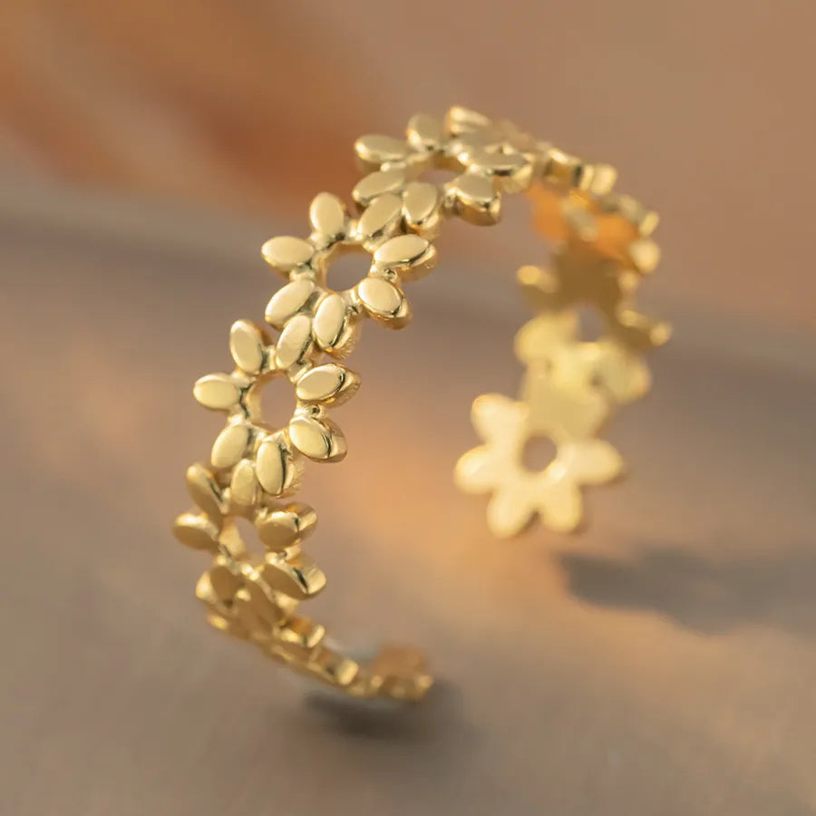 Geometric Titanium Steel Open Ring K357 Gold Ring Adjustable