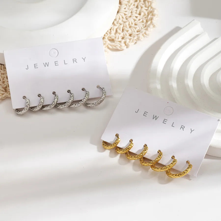 18K Gold Hammered Stainless Steel Hoop Earrings