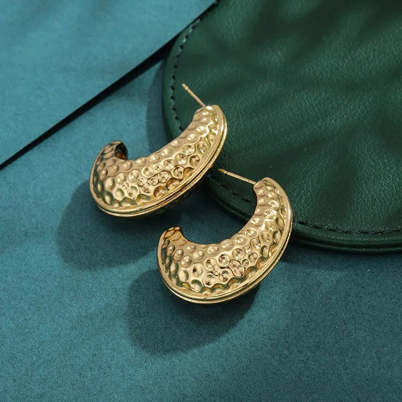 Bold Titanium Steel Large Hoop Earrings ES025