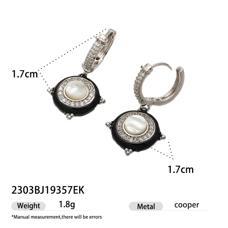 Black Drip Oil Pendant Necklace & Earrings Set 2303BJ19357EK