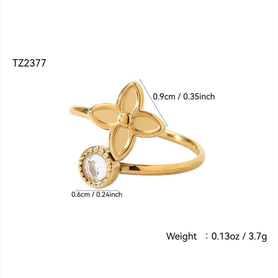 Elegant 18K Gold Plated Geometric Zircon Ring