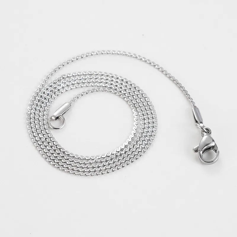 Titanium Steel Flat S Chain Necklace – 10 Pack Steel Color