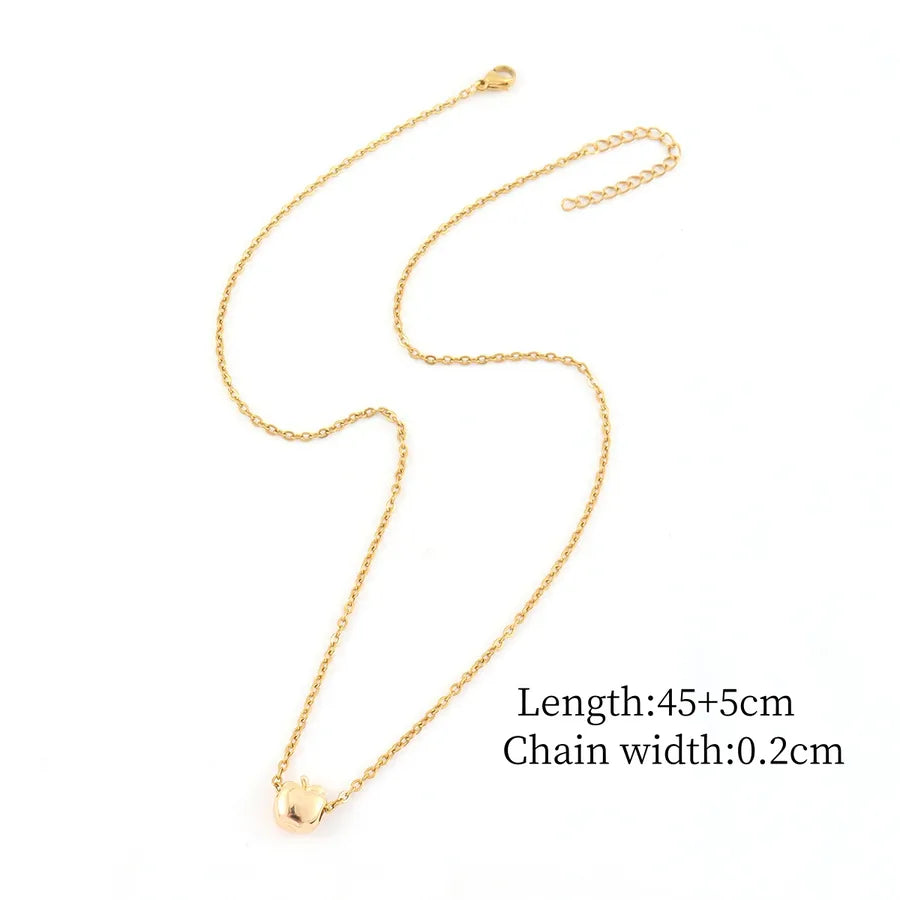 Gold Apple Pendant Necklace – Stainless Steel Gold Average Size