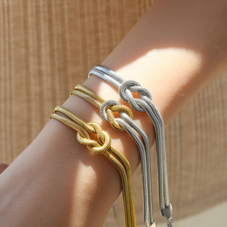 Unisex Gold Snake Chain Knot Bracelet