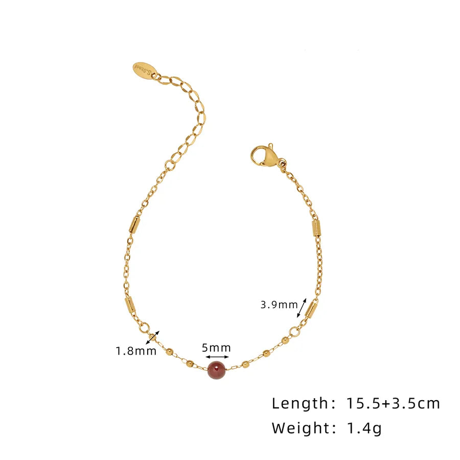 Natural Agate & Gold-Plated Stainless Steel Bracelet Gold