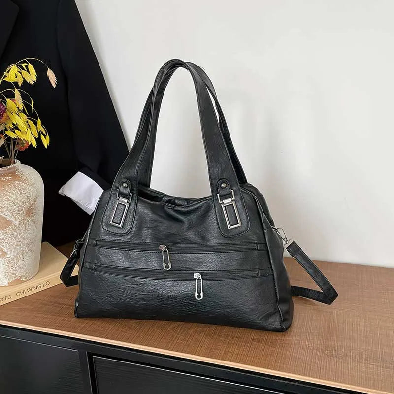 Studded PU Leather Shoulder Bag – Large Capacity - Smiling Maria - Everything For Women