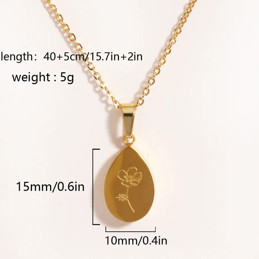 Gold Waterdrop Rose Pendant Necklace