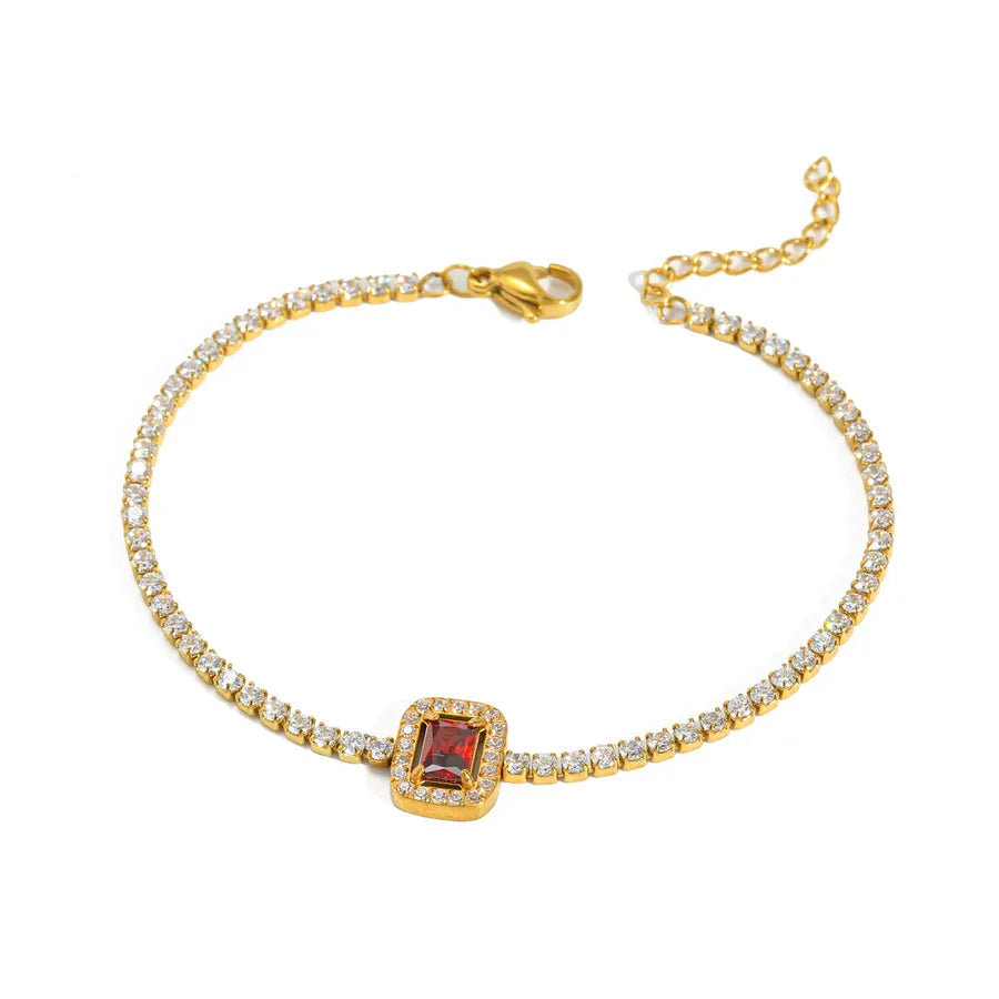 Gold Plated Stainless Steel Zircon Women's Bracelet
