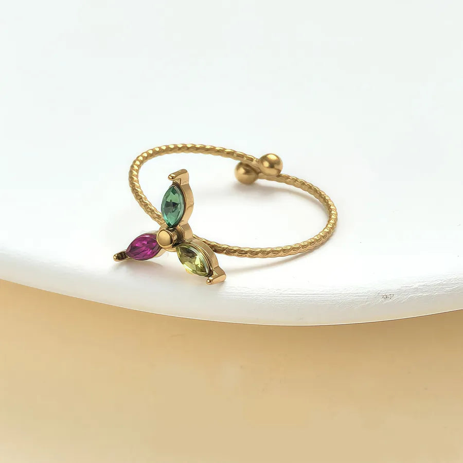 Elegant Rhinestone Knot Stainless Steel Ring JZ-25-09-028