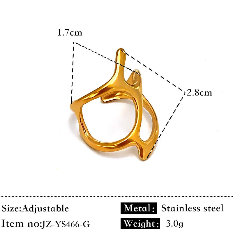 18K Gold Plated Geometric Stainless Steel Ring