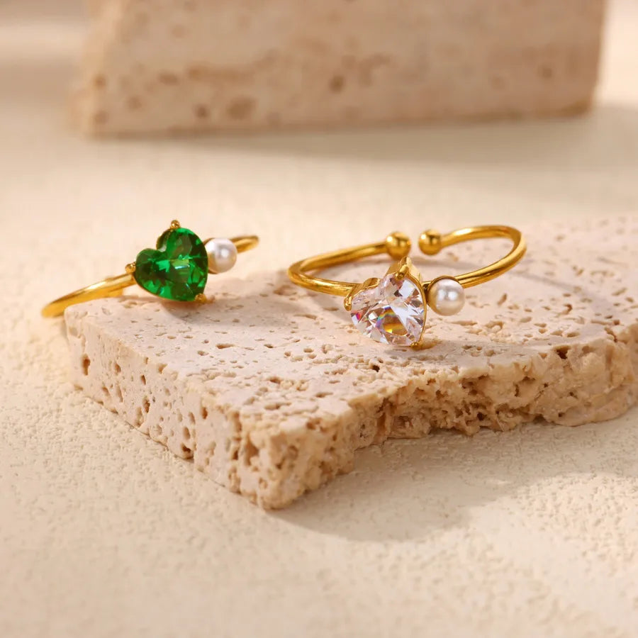 18K Gold Plated Pink Zircon Adjustable Ring