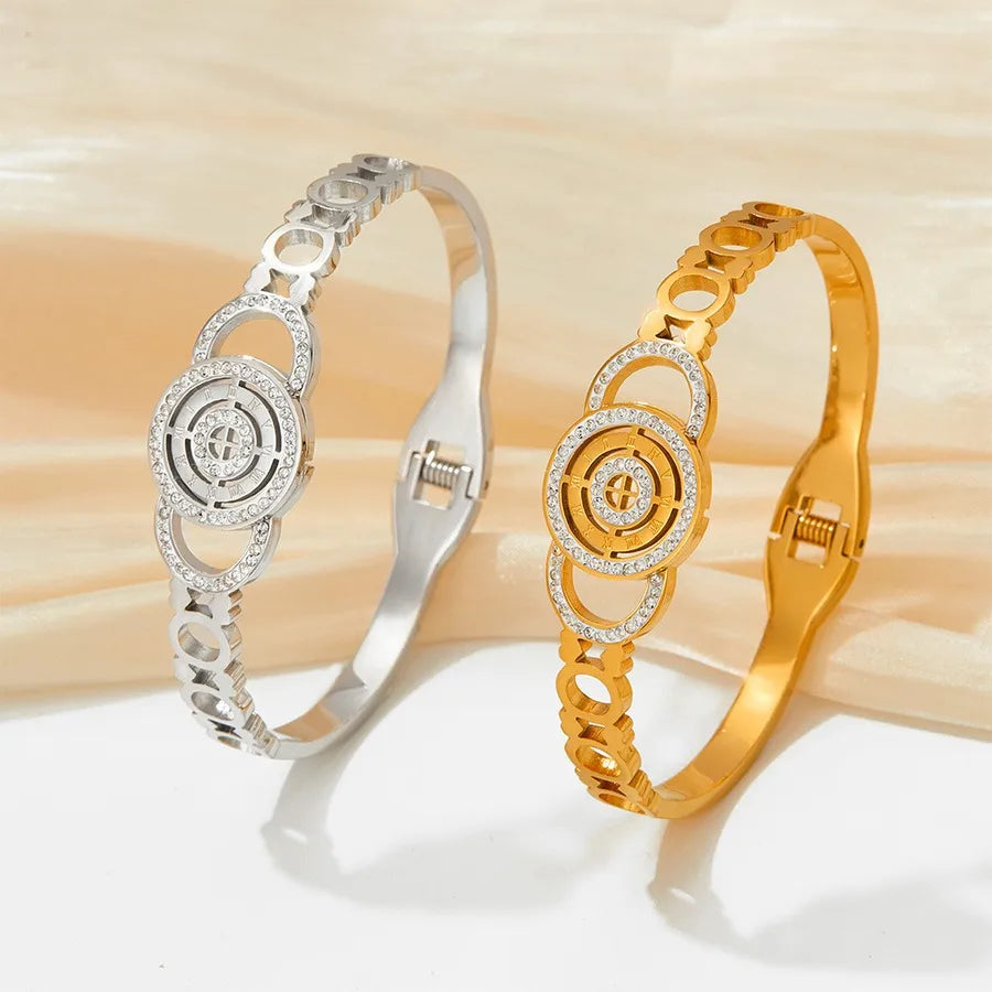 Stainless Steel Roman Numeral Bracelet with Zircon