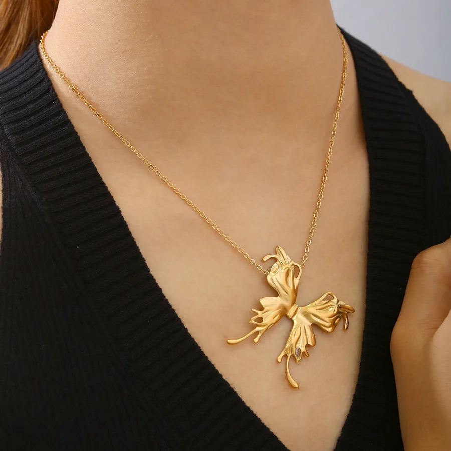 Gold Butterfly Pendant Necklace for Women