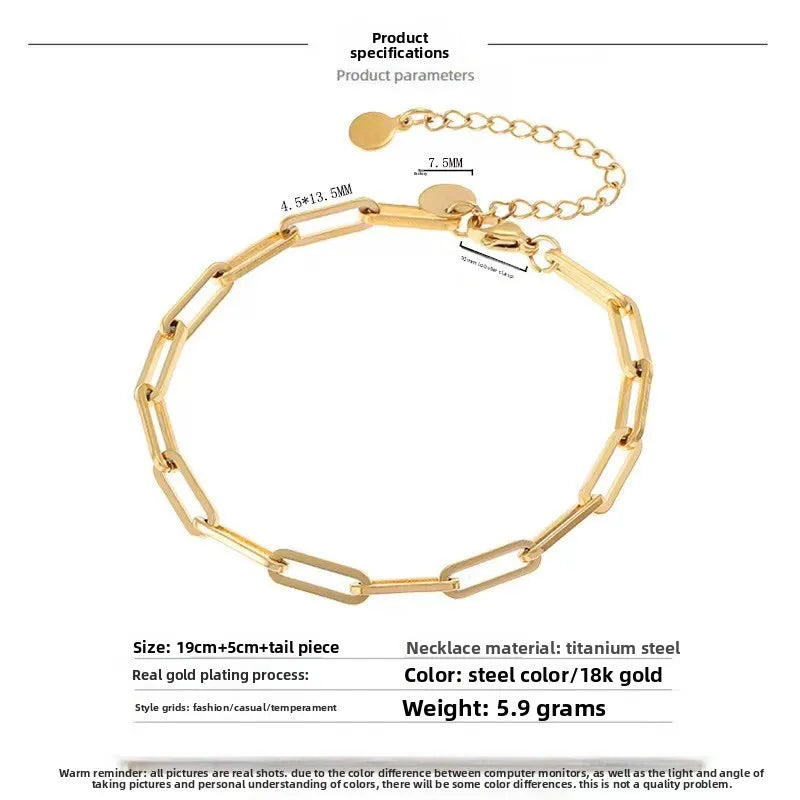 Unisex Titanium Steel Geometric Buckle Bracelet