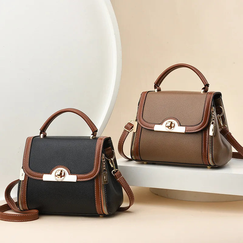 Colorblock PU Square Crossbody Handbag