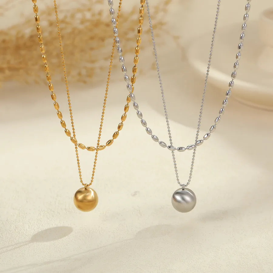 Minimalist Gold Beaded Stainless Steel Necklace