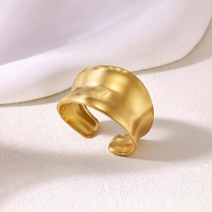 18K Gold Heart & Flower Stainless Steel Ring