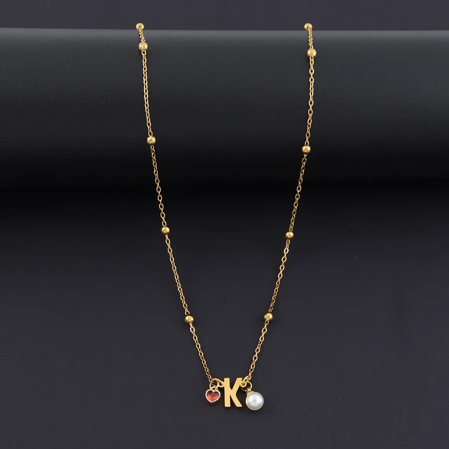 18K Gold Plated Heart & Letter Pendant Necklace