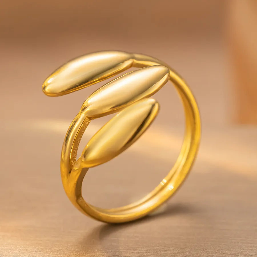 Adjustable Silver Maple Leaf Titanium Ring K145 Gold Ring Adjustable