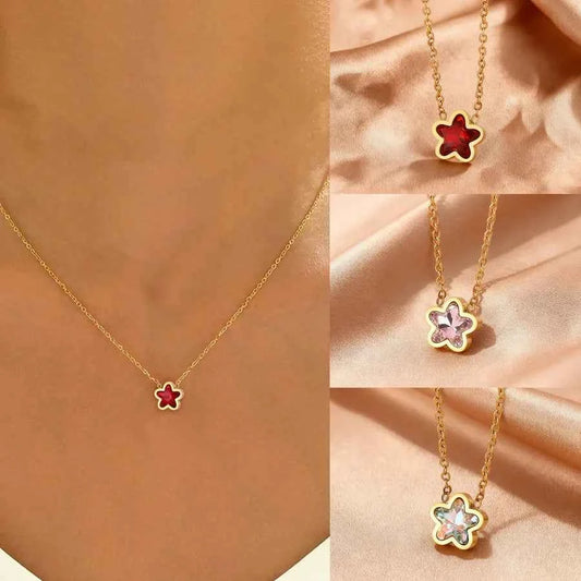 18K Gold Star Pendant Necklace for Women