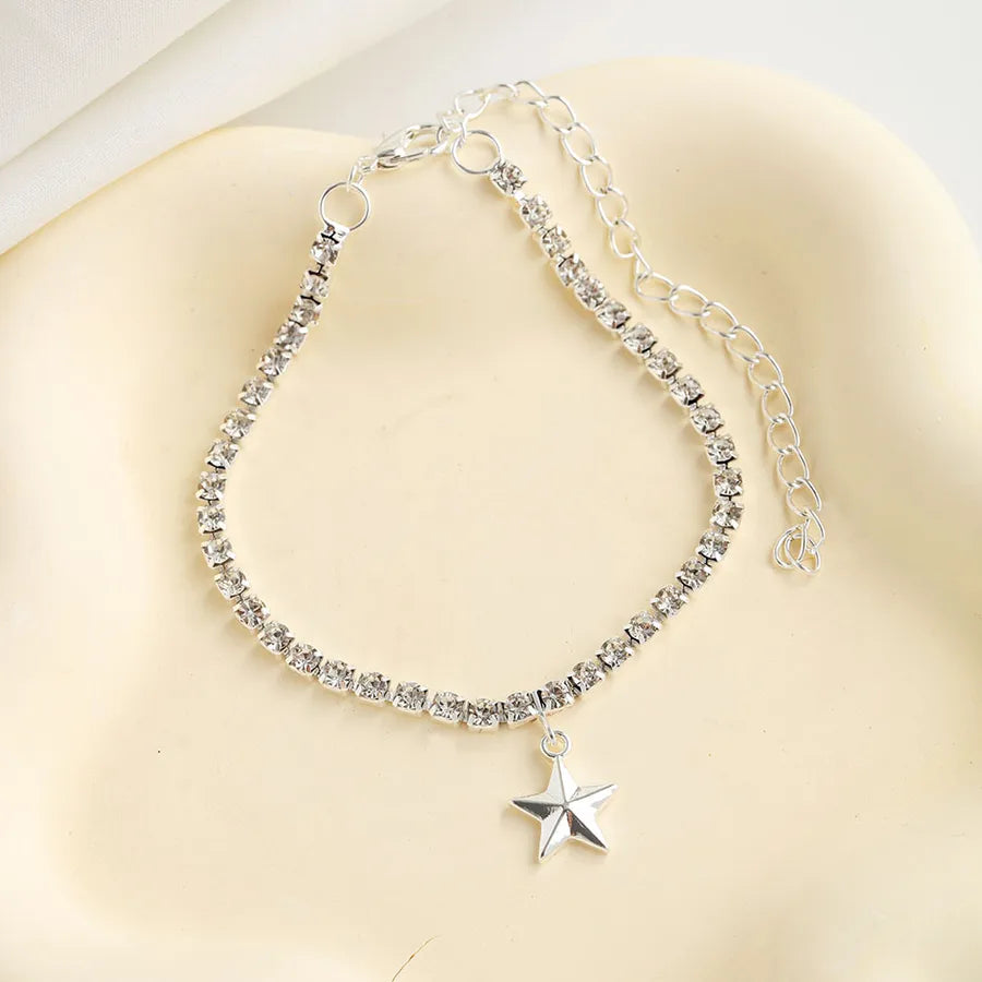 Star Charm Rhinestone Anklet for Women
