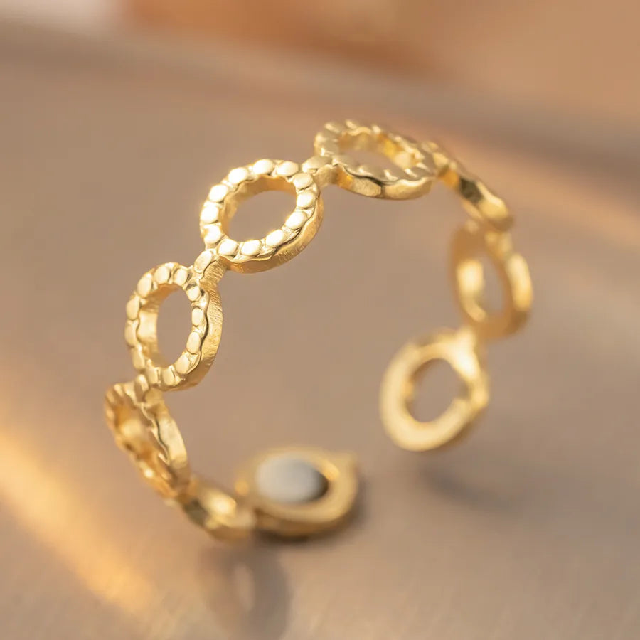 Titanium Steel Geometric Open Ring K403 Gold Ring Adjustable