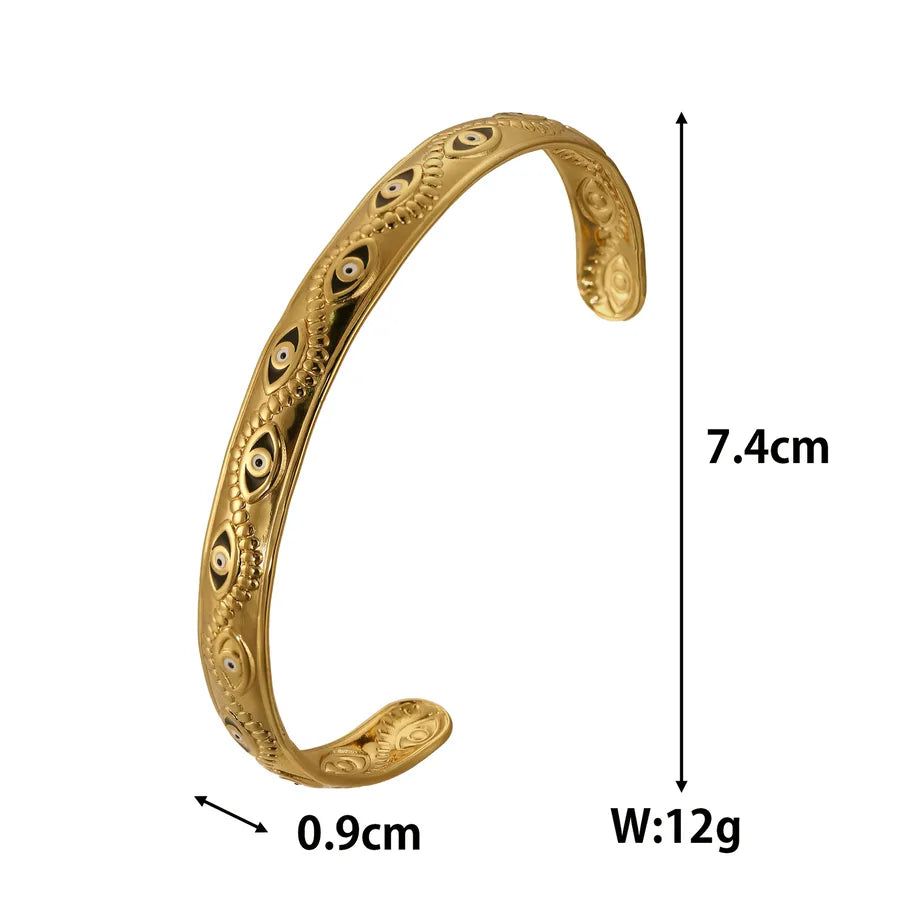 18K Gold Plated Emerald Bamboo Cuff Bracelet 金色 02 18k