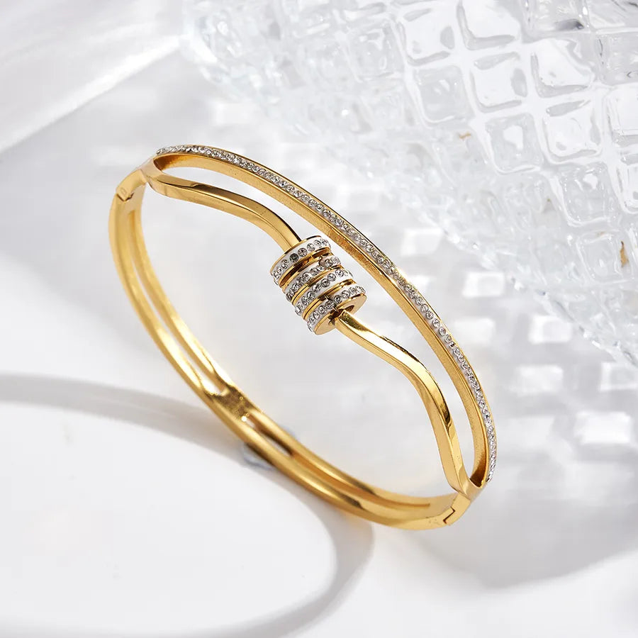 18K Gold PVD Open Bangle Bracelet for Women