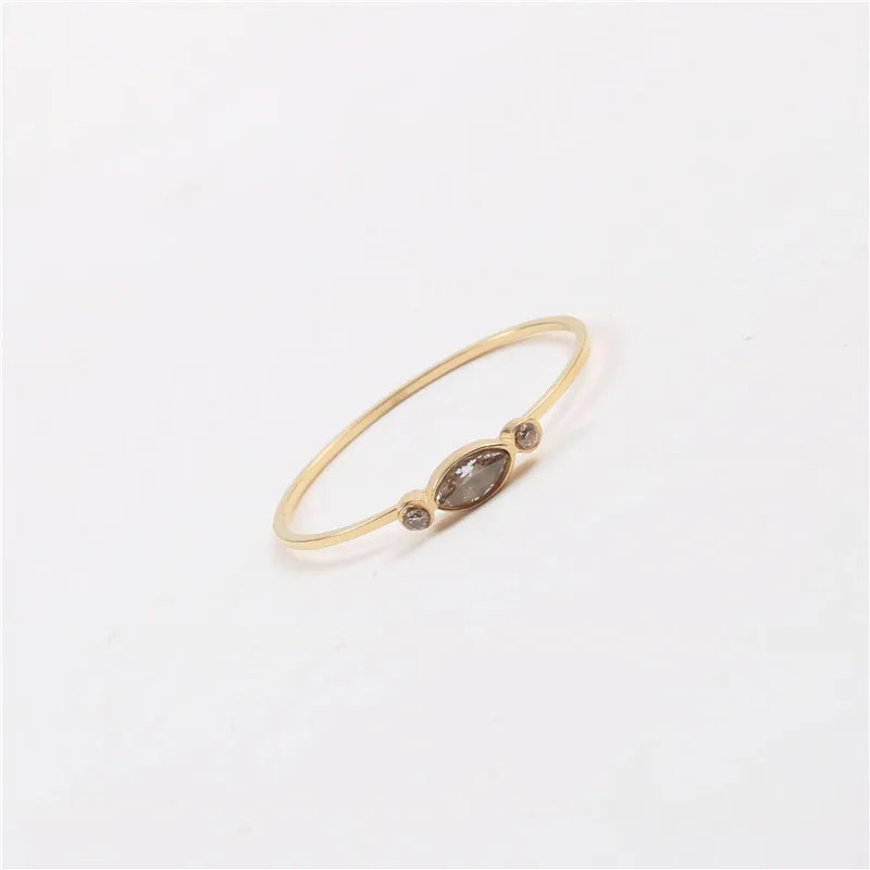 Thin Gold Zirconia Ring for Women
