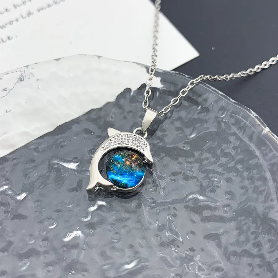 Blue Sky Star Pendant Necklace – Gold Plated XL1539 Dolphin Planet Necklace Silver