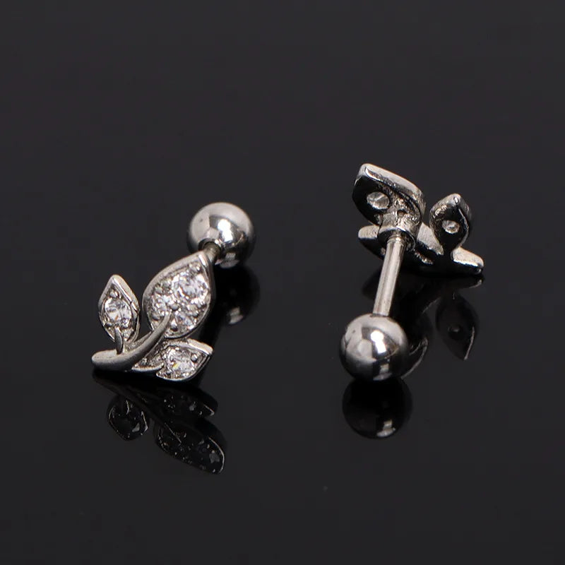 Minimalist Leaf Stainless Steel Stud Earrings