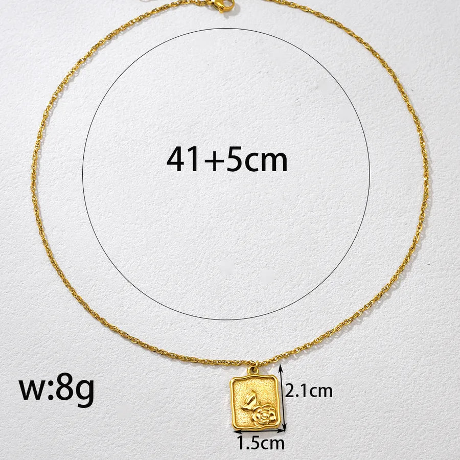 Rose Gold Butterfly Stainless Steel Choker Necklace