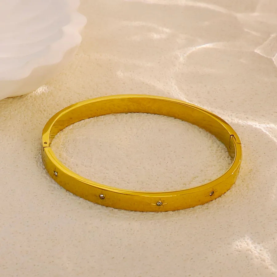 18K Gold Plated Star & Snake Stainless Steel Bracelet Average Size Gold Style 45