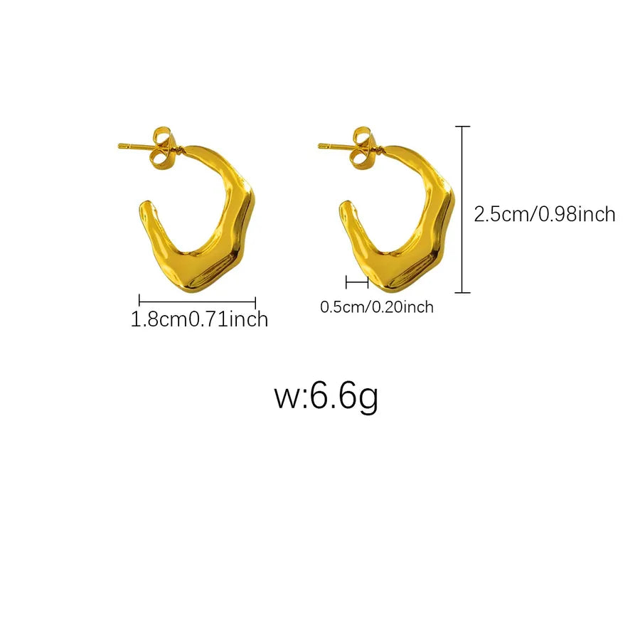 Elegant Gold Titanium Steel Hoop Earrings Gold Earrings 106