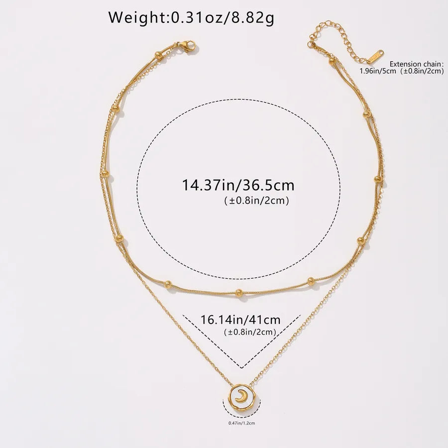 18K Gold Moon Pendant Necklace - Stainless Steel