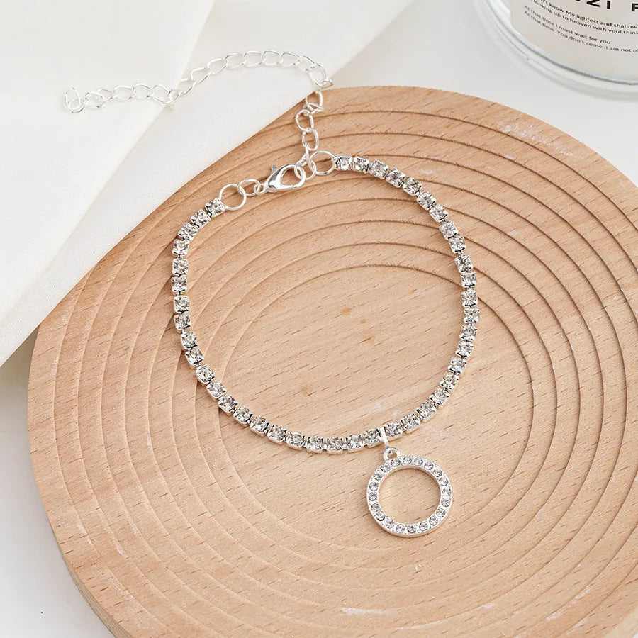 Elegant Rhinestone Hollow Circle Anklet