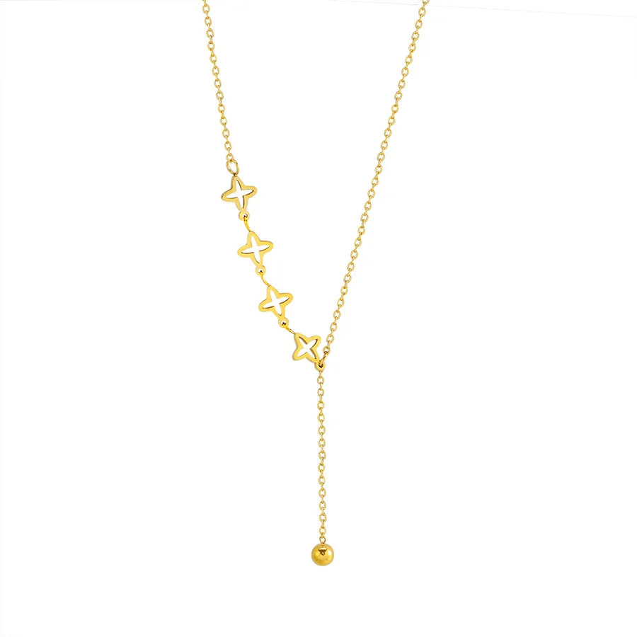 18K Gold Hollow Star Necklace for Women