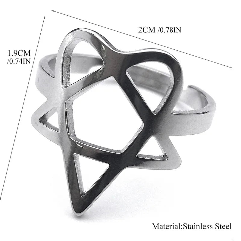 Geometric Hollow Titanium Steel Star Ring