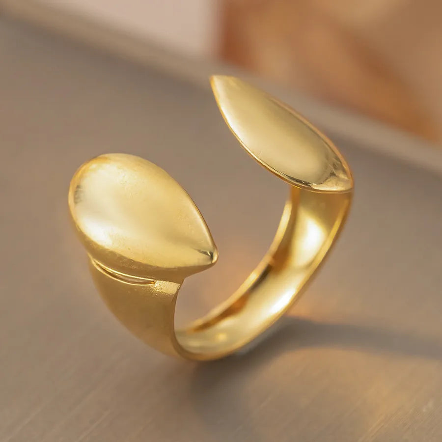 Geometric Titanium Steel Open Ring K363 Gold Ring Adjustable