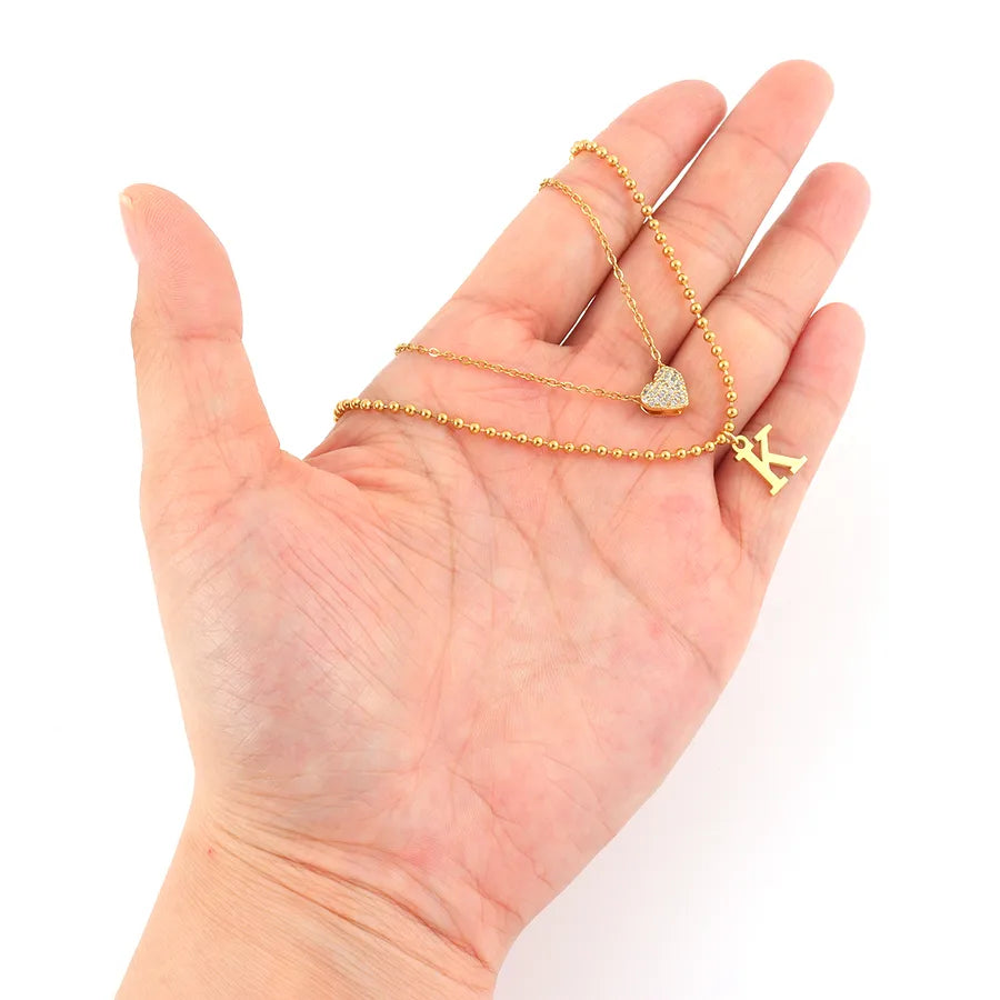 18K Gold Plated Heart & Letter Pendant Necklace