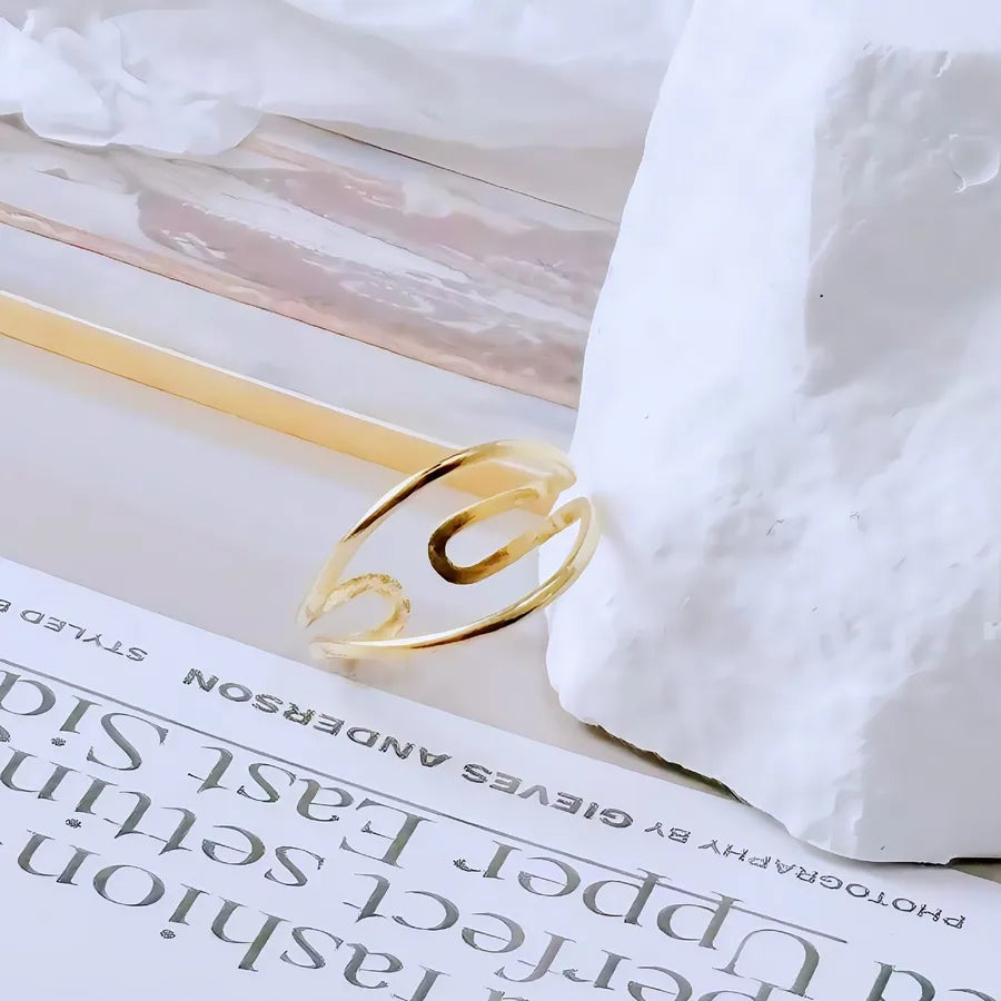 Gold Bamboo Titanium Steel Open Ring Adjustable Opening Golden Hydraulic J84