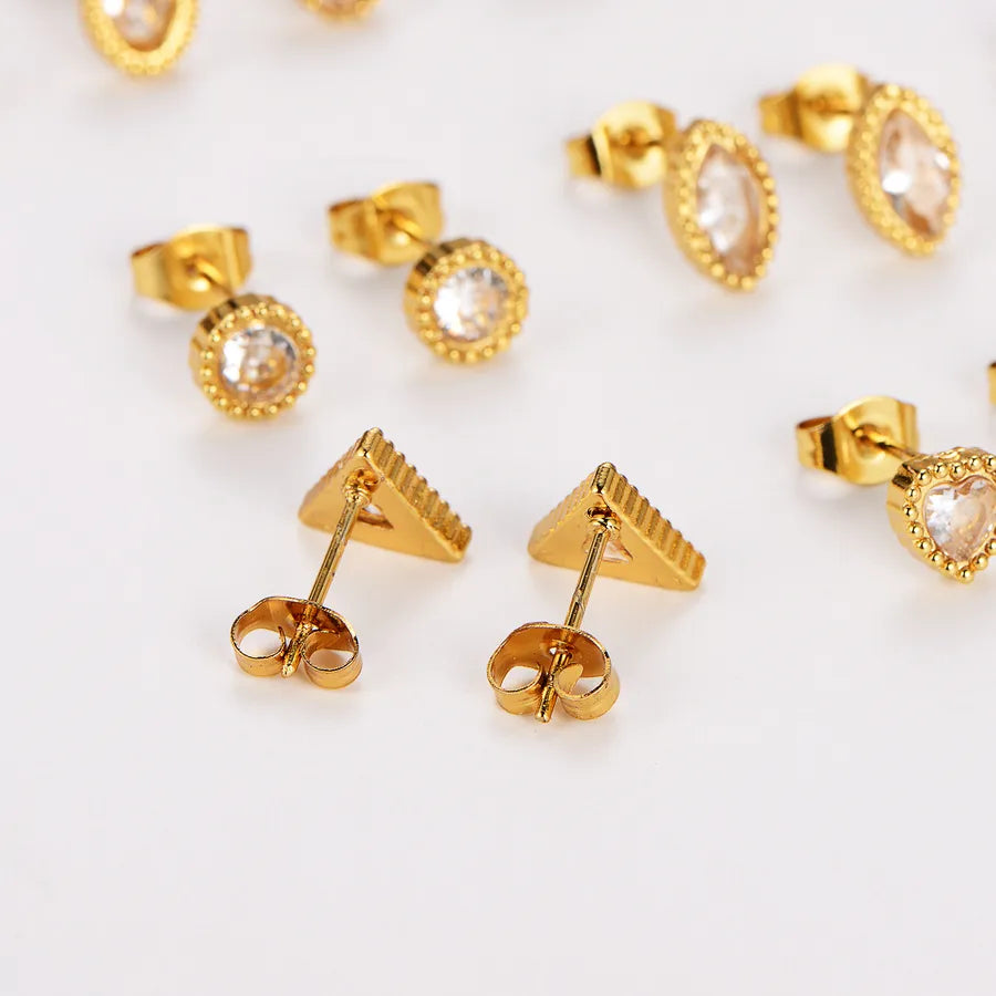 Gold Plated Geometric Star Zircon Stud Earrings