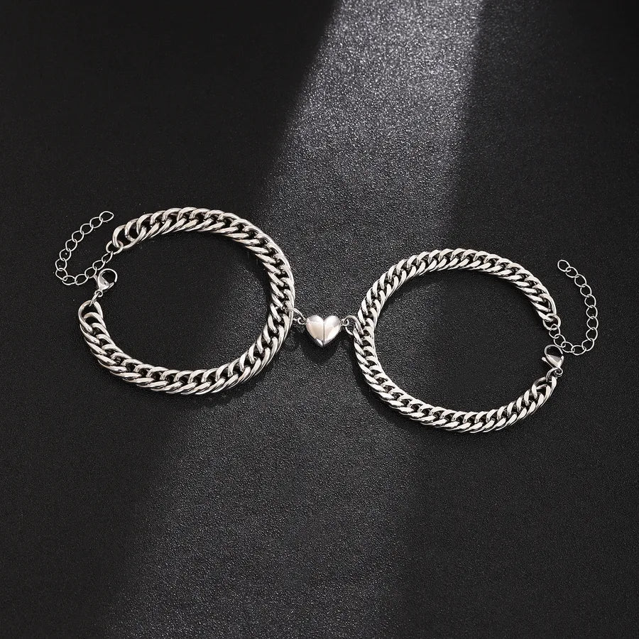 Magnetic Heart Couple Bracelet – 18K Gold Plated