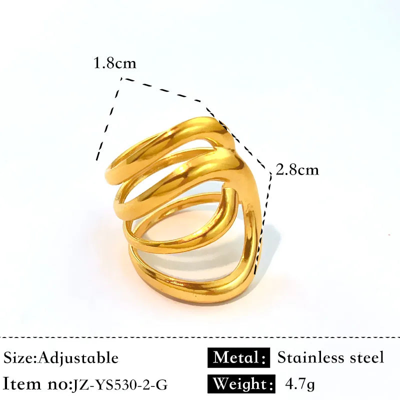 18K Gold Plated Geometric Stainless Steel Ring Gold JZ-YS530-2-G JZ-YS530-2-G