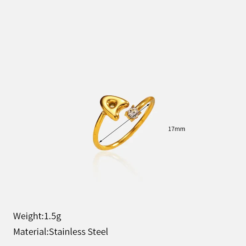 Gold Plated Adjustable Letter Ring for Women YHTSR-250719 (letter A)