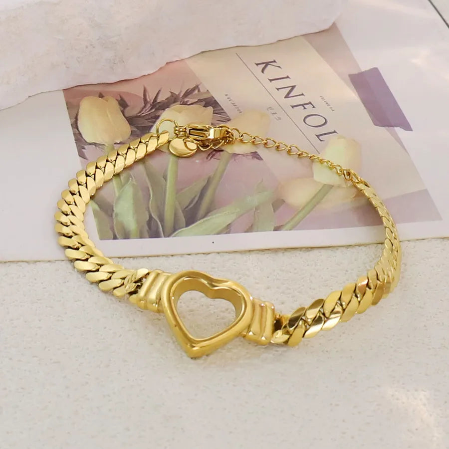 Gold Plated Stainless Steel Asymmetric Bracelet Average Size Gold Style 9