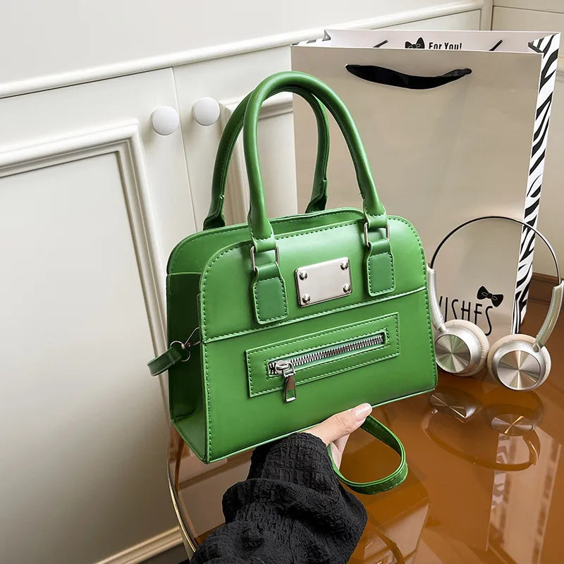 Urban Minimalist PU Leather Shoulder Tote Green