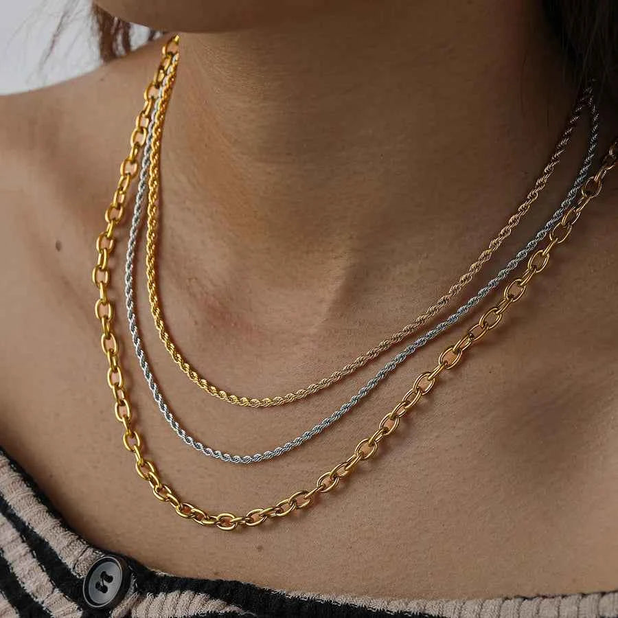 18K Gold Plated Stainless Steel Twist Necklace